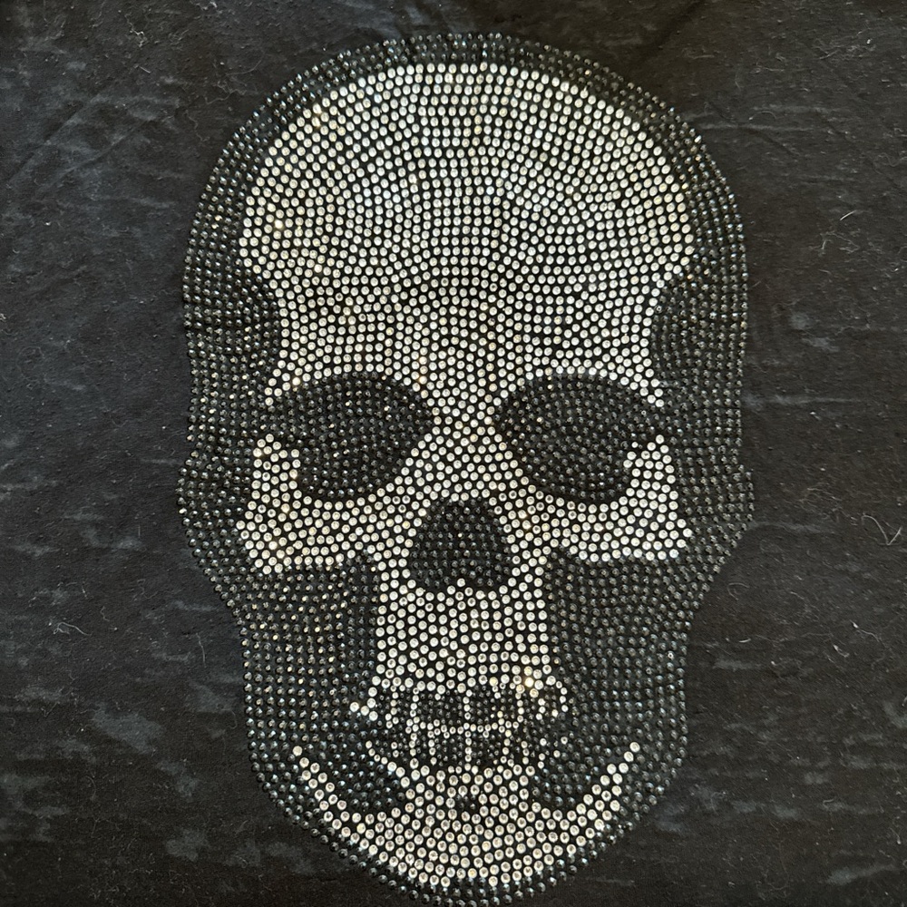 Y2K Rhinestone Skull e.vil Burnout Tank Top Black Size L